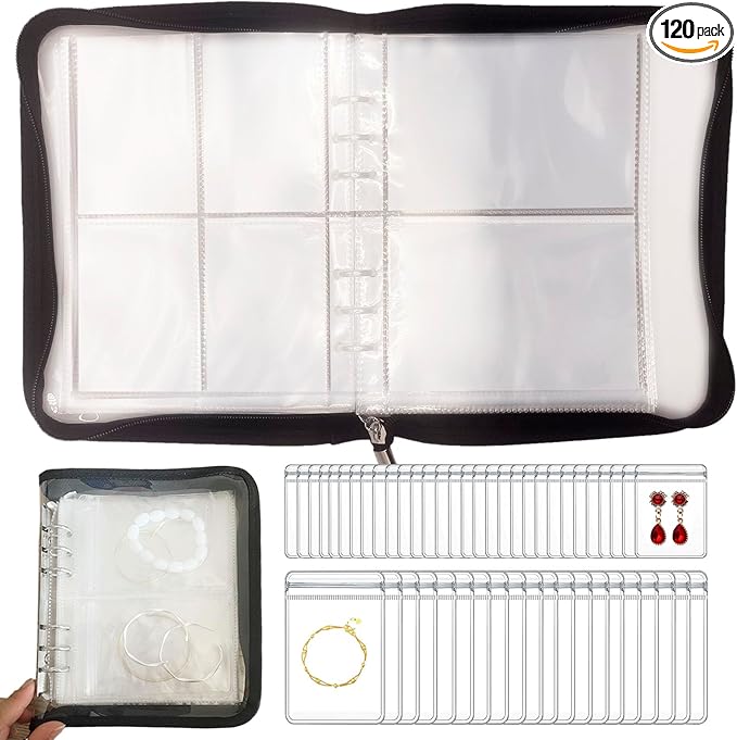 HSLFUAI Transparent Travel Jewelry Organizer Book – Portable Jewelry Storage Case with Clear Pouches for Necklaces, Rings, Earrings – Compact Jewelry Holder for Women and Travel