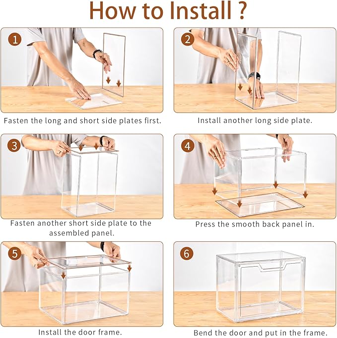 Freebat Stackable Storage Bins, Clear Acrylic Display Case, 9-Pack Acrylic Boxes with Lids, Clear Storage Containers Storage for Handbags, Collectibles & Figures