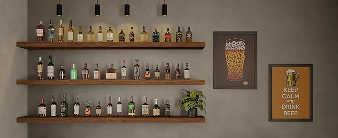 ROGMARS 72 Inches Long Walnut Floating Shelves,Rustic Solid Wood Farmhouse Wall Shelves with Invisible Brackets for Bathroom, Living Room, Bedroom, Kitchen Set of 3