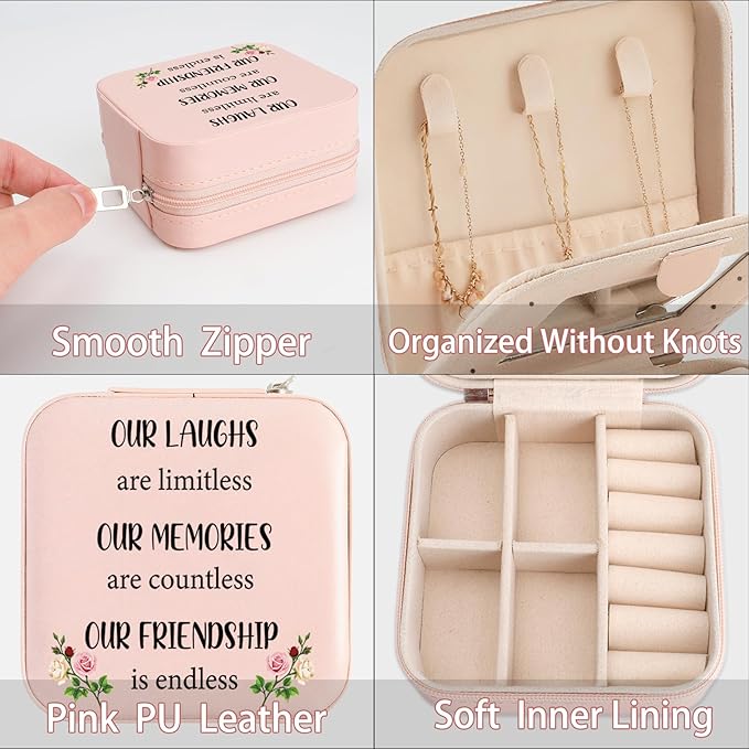 Friend Jewelry Box Valentines Galentines Mother's Day Gifts for Best Friend Christmas Birthday Graduation Gifts for Women Friends BFF Soul Sister Bestie Jewelry Case Our Laughs Are Limitless