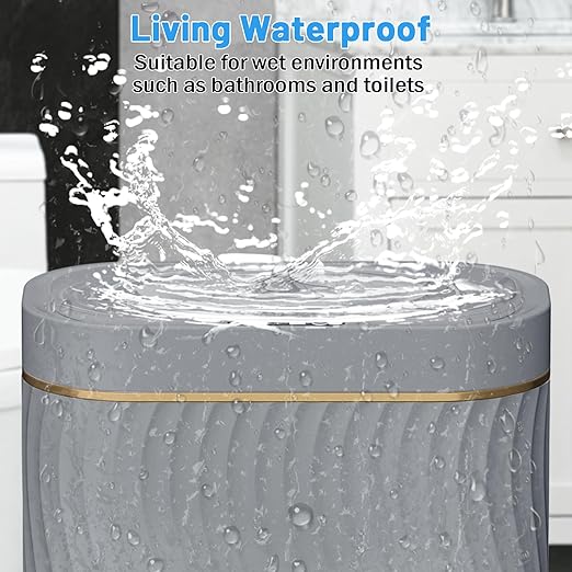 Ogikey Bathroom Small Trash Can with Automatic Touchless Lid, 2.6 Gallon Smart Garbage Can Narrow Waterproof Trash Bin for Bedroom, Office, Living Room
