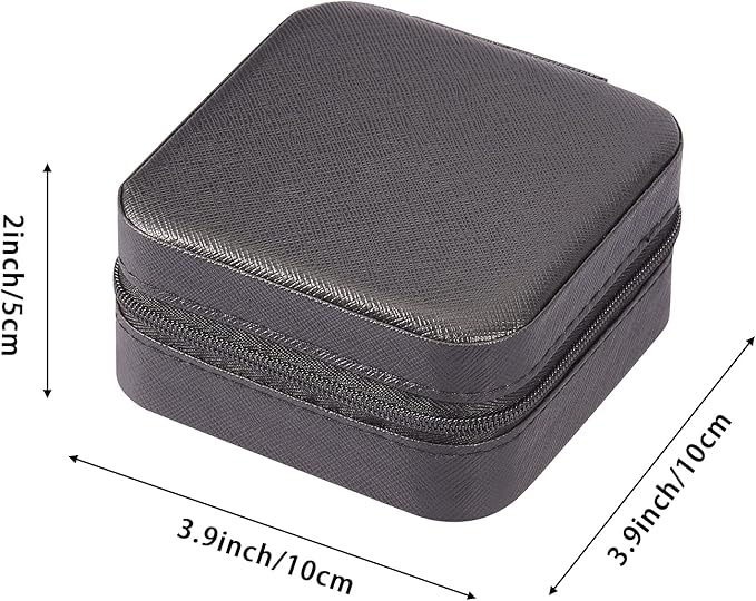PU Leather Small Jewelry Box, Travel Portable Jewelry Case for Ring, Pendant, Earring, Necklace, Bracelet Organizer Storage Holder Boxes (Black)