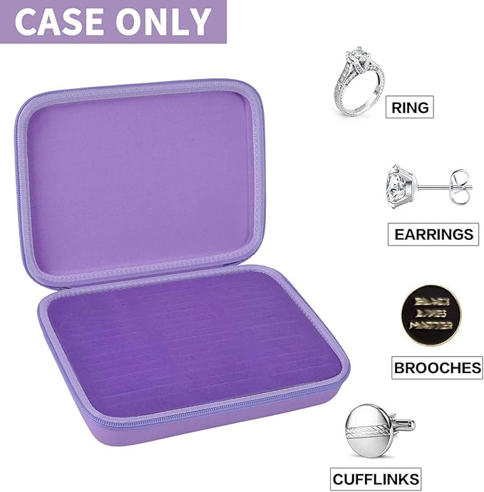 GWCASE Ring Organizer Storage Case - Jewelry Ring Display Collector Box with 42 Slots. Rings Tray Holder Showcase Fits for 50+ Rings, Earrings, Brooches and Cufflinks (Box Only)-Purple