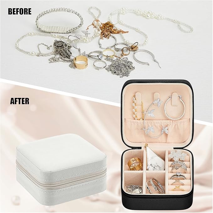 Taiyin Travel Jewelry Case, Bridesmaid Gifts Mini Jewelry Organizer, PU Leather Portable Earring Box for Women Girls