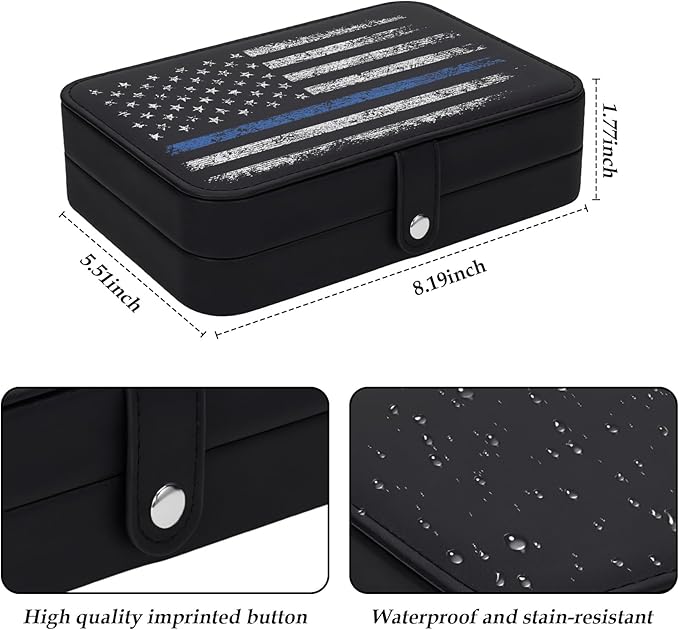 Jewelry Box Vintage American Flag Black Travel Jewelry Organizer for Women Portable Travel Jewellery Holder for Earring Ring Necklaces Birthday Valentines Easter Christmas Gift