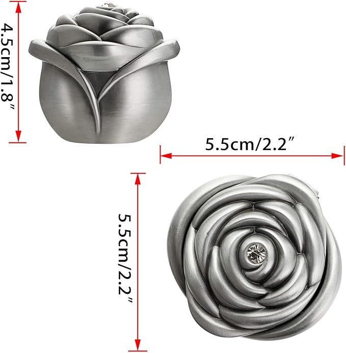 Hipiwe Rose Shape Vintage Jewelry Box - Small Trinket Storage Holder Case Keepsake Organizer Box for Rings Earrings Necklace Treasure, Gift for Women, Small