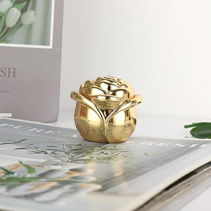 Hipiwe Rose Shape Vintage Jewelry Box - Small Trinket Storage Case Gold Ring Holder Treasure Box Organizer Keepsake Box for Rings Earrings Necklace, Gift for Women