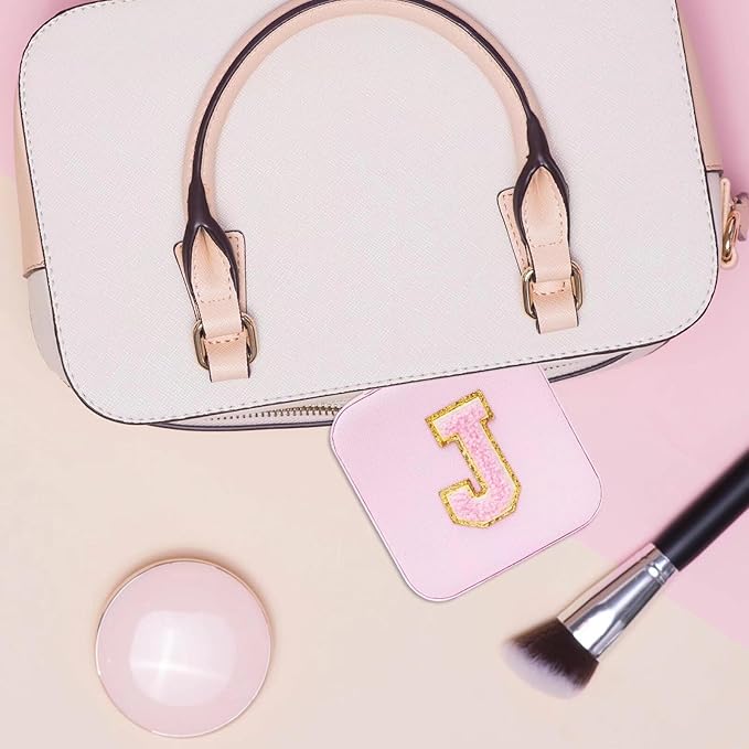 ETHOON Jewelry Travel Case Small Organizer Stocking Box Personalized Gifts Teenage Jewelry Accessories Holiday Wedding Christmas Gift for Women Pink, Letter B