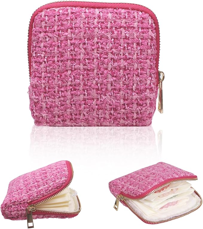 Stratalife Jewelry Travel Case - Small Jewelry Pouch for Bracelets Necklace Bangles Healing Crystal, Portable Earring Ring Organizer for Traveling with Zipper Gift for Women, Rose Pink