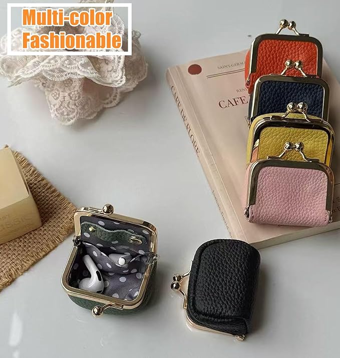 DOMELIFE Genuine travel jewelry case - Vintage Kiss Lock Jewelry Box for Women, Portable Mini Coin Purse Gift with Antique Brass Clasp for Rings and Earrings Necklace (BLUE)