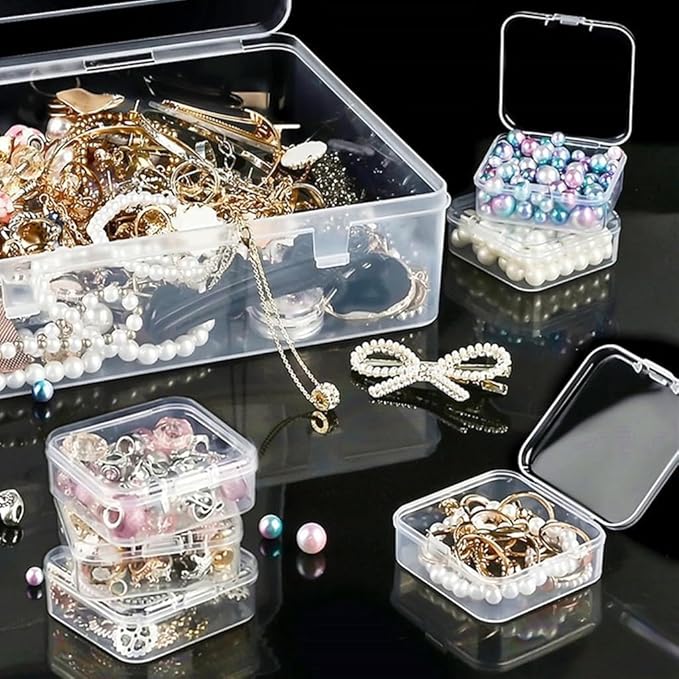 30Pcs Bead Organizer, Clear Plastic Cases for Pearl Bracelets and Small Accessories (1.96x1.96x0.79in)