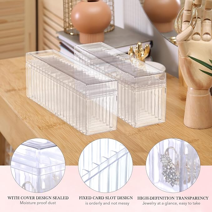 Kenning 63 Pcs Acrylic Jewelry Case Organizer, Clear Jewelry Organizers Holder with Portable Anti Tarnish Storage Bags for Rings, Earrings, Necklaces, Ideal Gifts for Women (Clear)