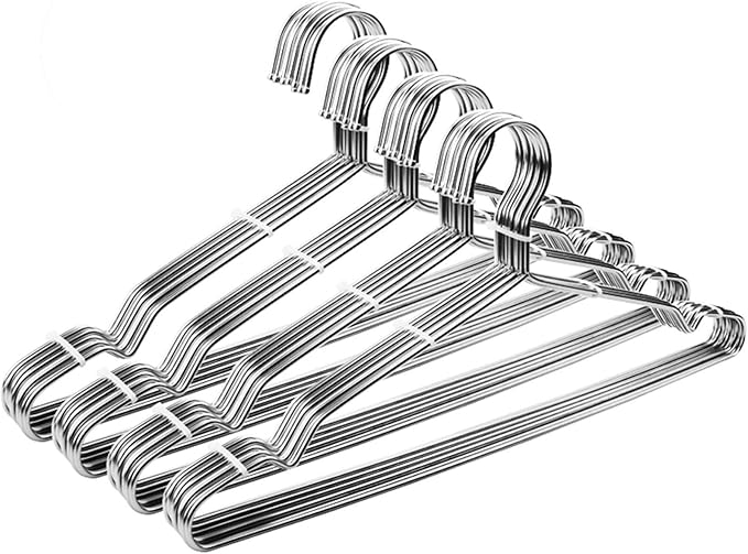Coat Hangers 40 Pack Clothes Hangers, Seropy Metal Hanger Heavy Duty Wire Hangers with Non Slip Notch, Ultra Thin Stainless Steel Hanger Space Saving Clothing 16.5 Inch
