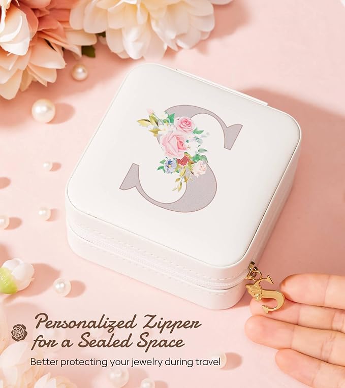 Enthralite Travel Jewelry Box for Girls: Traveling Jewelry Case Gift for Women - Mini Organizer for Necklaces Earrings White S