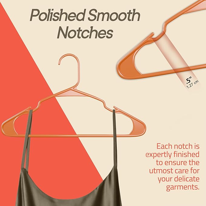 Plastic Clothes Hangers – Heavy Duty Hanger Set, for Organizing Clothes, Dresses, and Coat, Holds Up to 5 lbs, Space-Saving Hangers with Non-Slip Shoulder Grooves, Pack of 30, Orange