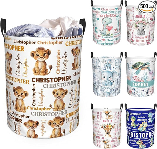 Custom Name Laundry Hamper, Personalized Laundry Basket with Name for Baby Boys Girls, Customized Collapsible Dirty Clothes Hamper Storage with Handles for Bedroom Bathroom Dorm Room Decor