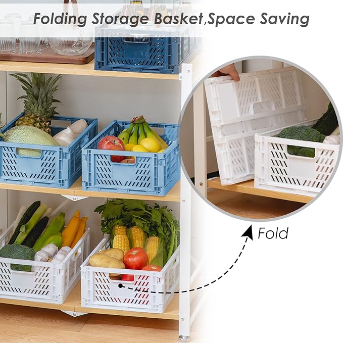 Plastic Drawer Organizer 4-Pack Collapsible Storage Boxes Crate Stackable Folding Basket Closet Containers Toy Organiser for Home Office Bedroom Kitchen Pull Out Under Bed- Colorful