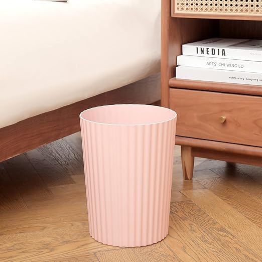 JiatuA Small Trash Can Plastic Wastebasket Round Garbage Container Bin for Bathroom, Kitchen, Bedroom, Home Office, College Dorm, Pink