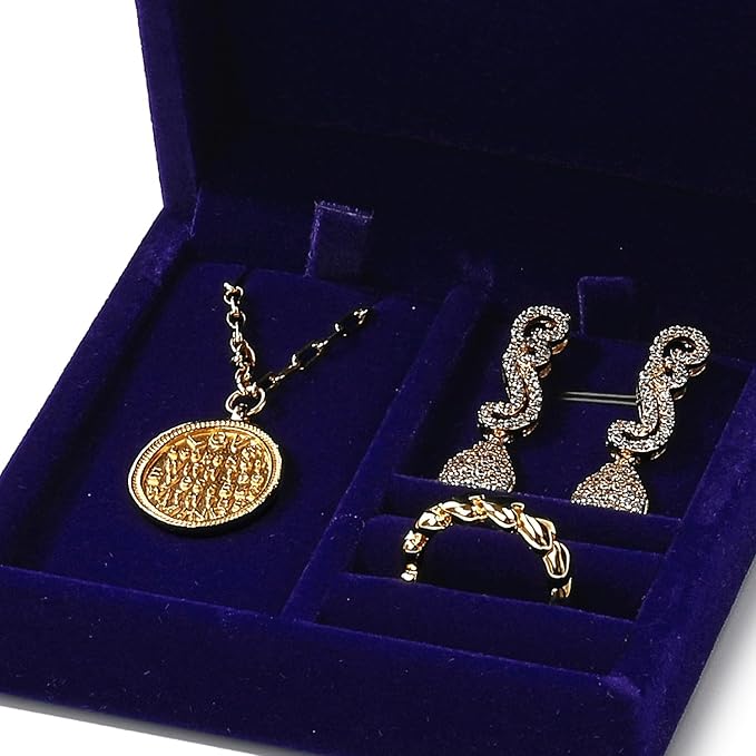 3 in 1 Velvet Jewelry Set Gift Box Earring Gift Box Ring Necklace Boxes Small Jewelry Storage Boxes for Travel Birthday Mother's Day Valentine's Day Gifts (Blue)