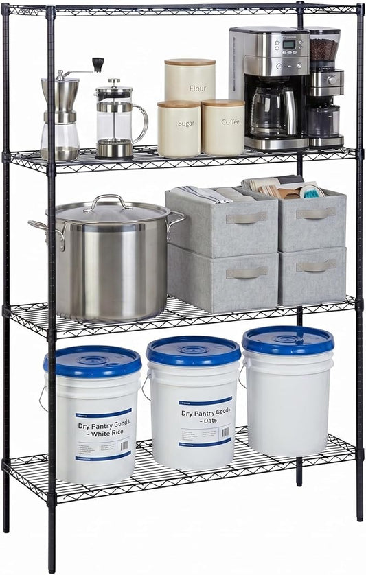 Honey-Can-Do 4-Tier Heavy Duty Extra-Wide Adjustable Shelving Unit, 350-lb Per Shelf Metal Storage Rack, Wire Shelf for Garage Workshop Basement, Black, 48 x 18 x 72 in