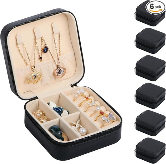 17Dec 6-Pack Small Travel Jewelry Case Organizer,Mini Travel Essentials for Women,Bridesmaid Gifts Birthday Gifts for Women,Small Jewelry Box for Girls 8-12