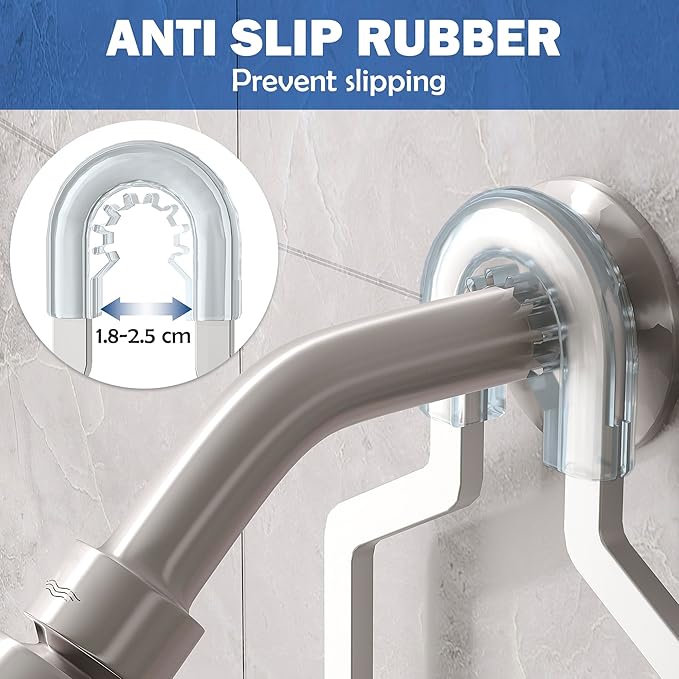 Aluminum Shower Caddy Hanging for Handheld Showerheads, Never Rust Shower Organizer with Hooks Holder Toothbrush Holder，Over Showerhead Caddy for Bathroom