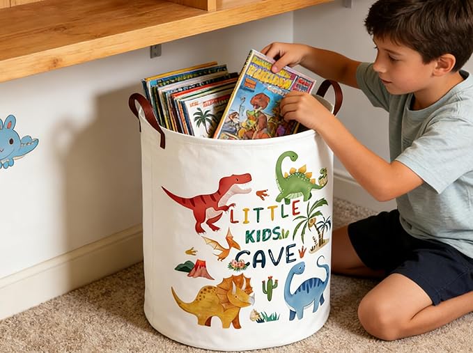 Kids Laundry Basket Animal Hamper for Nursery Dinosaur Hamper Cute Kids Storage Bin Organizer Room Decor for Home(Dinosaur)
