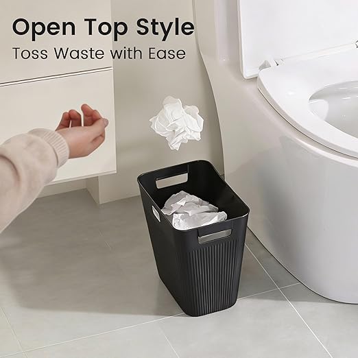 JOYMOOP Slim Trash Can 3-Pack, 2.9 Gallon Plastic Wastebasket for Bathroom, Bedroom, Office, Kitchen with 4 Rolls Bags, Pink