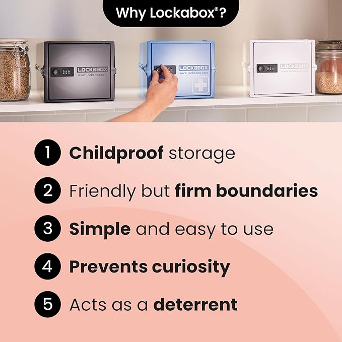 Lockabox One™ | Premium Medicine Lock Box | Medium Medication Lock Box With Code For Medicines, Vitamins & Supplements | External Size 12 x 8 x 6.6 inches (Medi Blue)