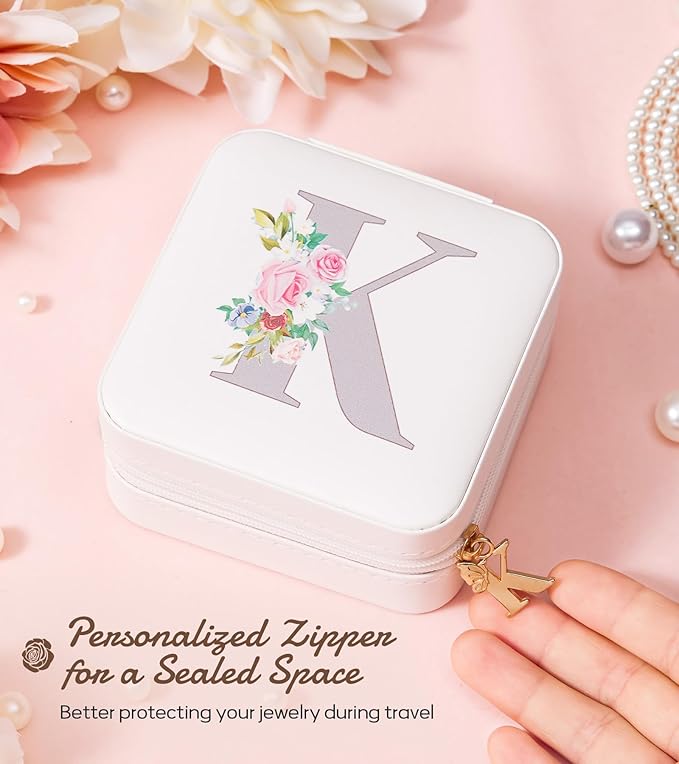 Enthralite Travel Jewelry Box for Girls: Traveling Jewelry Case Gift for Women - Mini Organizer for Necklaces Earrings White K