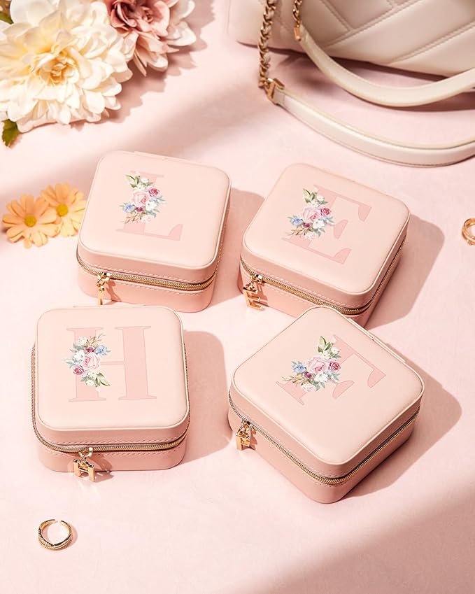 Enthralite Travel Jewelry Box for Girls: Traveling Jewelry Case Gift for Women - Mini Organizer for Necklaces Earrings Pink T