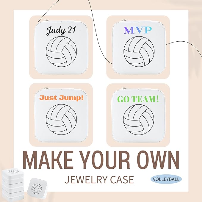 6-Pack Volleyball Portable Jewelry Box for Team Travel White Sport Jewelry Case Bulk Gifts for Volleyball Team Athletes & Sports Enthusiasts Christmas Events & Milestones