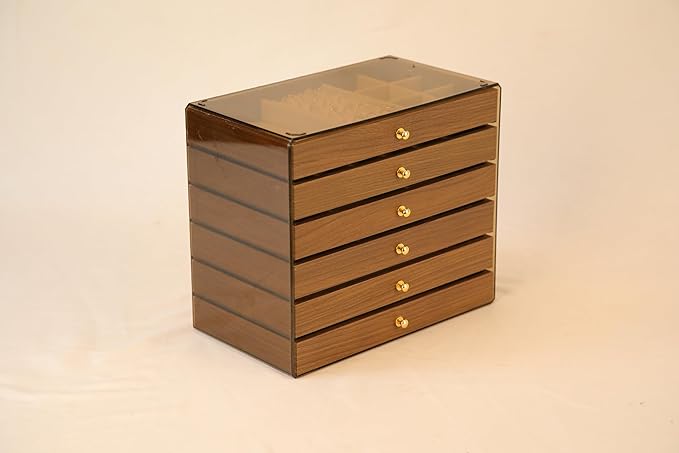 Wooden Jewelry Box Organizers and Storage for Girls Women 6 Drawers Multi-Layer Storage Case for Rings Earrings Necklaces Bracelets Vintage Box