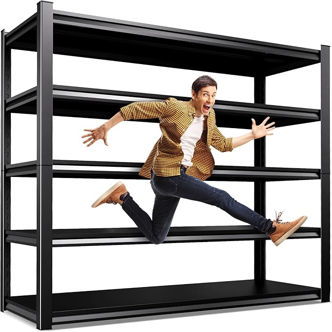 46''W Garage shelving,3000lbs AdjustableTall Heavy Duty Shelving,5T Garage Shelves ,Storage ShelvesUnit，Metal Standing Shelf Units， Utility Rack For Kitchen Warehouse Industrial Basement 71*46*20