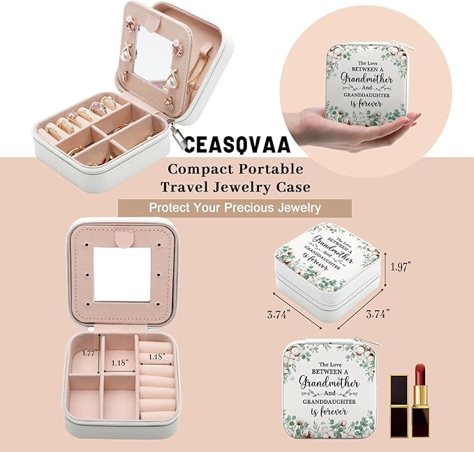 Grandma and Granddaughter Gift Jewelry Box, Grandma Gifts from Granddaughter, Granddaughters Gifts from Grandmother, Best Unique Birthday Christmas Gift for Grandmother Granddaughters Jewelry Case