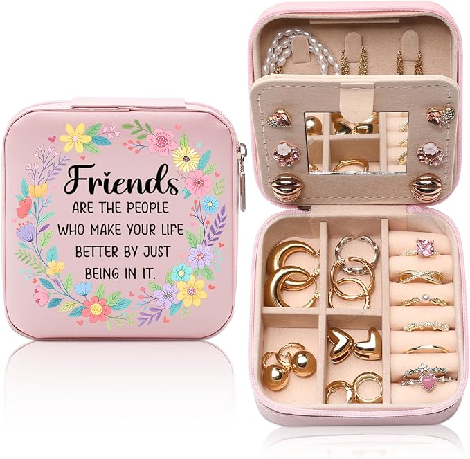 GAOLZIUY Friendship Gifts for Women Jewelry Box, Friends Make Life Better Jewelry Case, Best Friends Gift for Birthday, Valentines Day for Bestie, BFF, Her