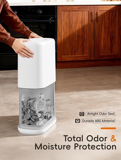 Bathroom Trash Can with Lid, Slim 2.3 Gallon Vacuum adsorption Garbage Bin, Narrow Press Top Waste Basket for Odor Control & Dog Proof for Bathroom Bedroom Office Home