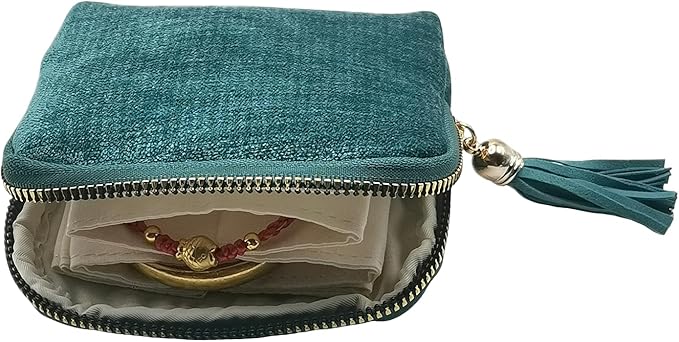 Small Travel Jewelry Case - Jewelry Travel Organizer Bag with Tassel Zipper for Bracelets, Necklaces, Bangles, Jewelry Organizer Storage Bag Gift for Women Girls - LJB001-Blue