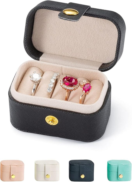 Travel Jewelry Ring Case,Small Jewelry Ring Box,Ring Holder,Mini Jewelry Case Portable Storage Case, for Women Girls, for Travel,Business,Wedding,Bridesmaid Gift (Black)
