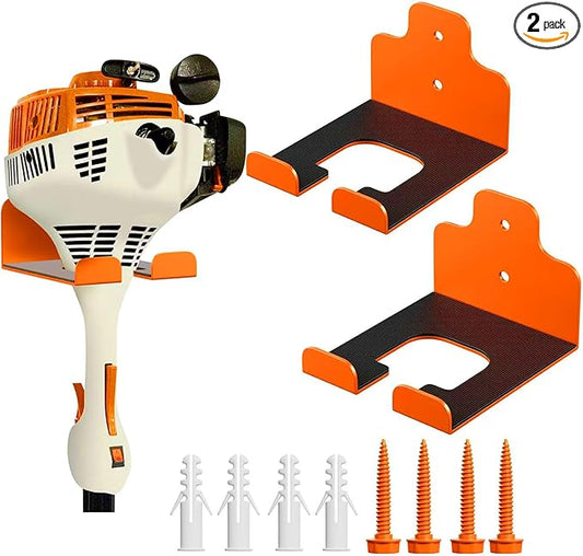 JNIHEEP Garage Organizer Trimmer Rack, Garden Power Tool Hanger Weed Whackers Holder Wall Mounted for Grass Trimmer, Hedge Trimmer, Garage Trimmer, Garden Tools,2 Pack(Orange)