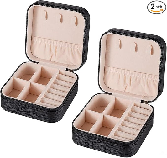 Travel Jewelry Case 2 Pack Mini Travel jewelry Box Portable Organizer Women Girls Gift Box for Rings Earrings Necklaces Bracelets
