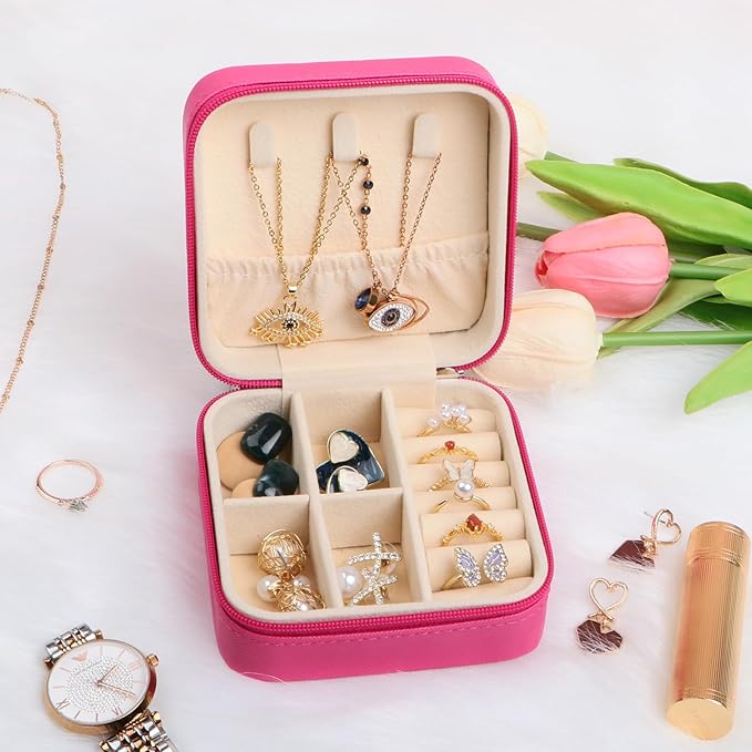 17Dec Small Travel Jewelry Case Organizer,Mini Travel Essentials for Women,Bridesmaid Gifts Birthday Gifts for Women,Small Jewelry Box for Girls 8-12