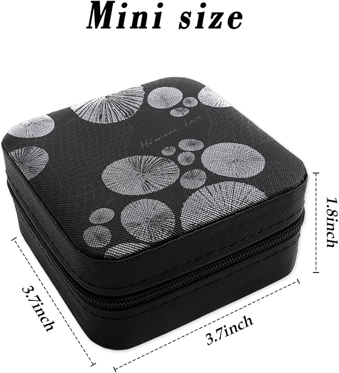 Black White Leaves Travel Jewelry Box Jewelry Organizers and Storage Small Jewellery Box Case Personalized Portable Travel Accessories Gifts for Women Girls Wife Girlfriend Birthday Christma