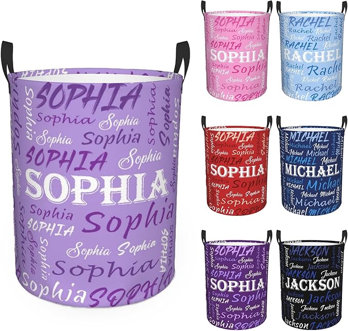 Custom Name Laundry Hamper, Personalized Laundry Basket with Name for Baby Boys Girls, Customized Collapsible Dirty Clothes Hamper Storage with Handles for Bedroom Bathroom Dorm Room Decor