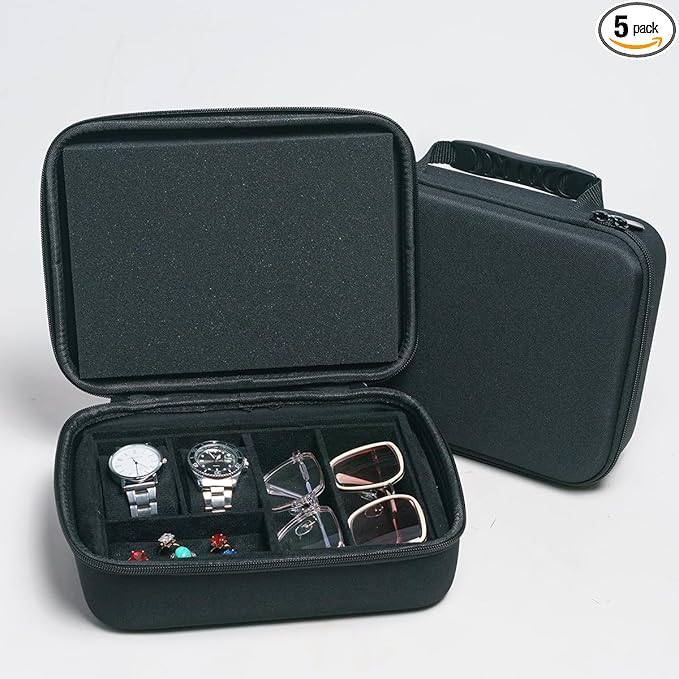 Eyeglasses Watches Jewelry Display Versatile Portable 5Slot Travel Jewelry Box Sunglasses Organizer Rings Zippered Holder Bag