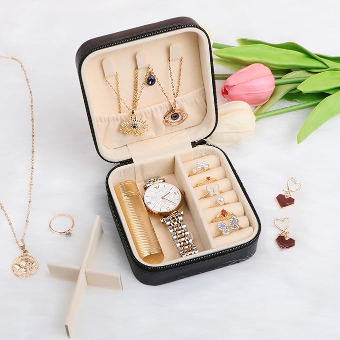 17Dec Small Travel Jewelry Case Organizer,Mini Travel Essentials for Women,Bridesmaid Gifts Birthday Gifts for Women,Small Jewelry Box for Girls 8-12