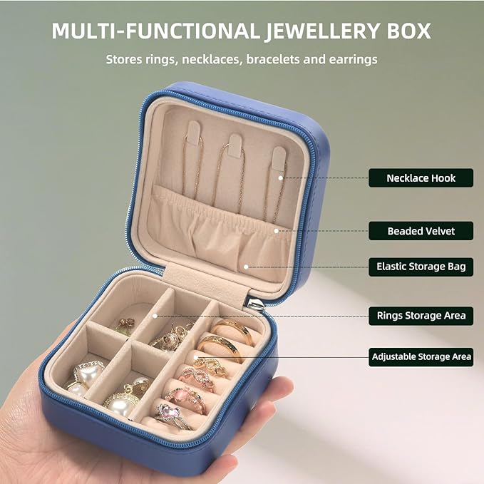 shunmei Mini Travel Jewelry Box,PU Leather Portable Jewelry Organizer Case,Art Accessories Storage Holder Boxes for Earring, Necklace, Rings, Bracelets (Two Cats)