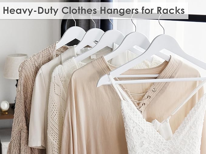 StorageWorks White Wooden Hangers 20 Pack, Heavy Duty Wood Hangers for Closet, Clothes Hangers for Coats, Bridesmaid Suits, Wedding Dress