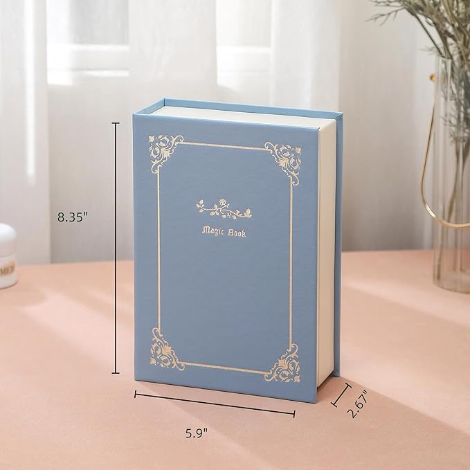 PU Leather Book Jewelry Organizer Box with Magnetic Closure, Stylish Jewelry Box for Women and Girls,Travle Jewelry Case for Rings Necklaces Earring (Blue)