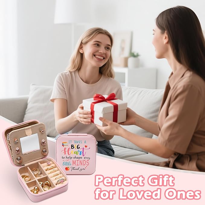 GAOLZIUY Teacher Appreciation Gifts for Women, Teacher Jewelry Box, Birthday Retirement Graduation Thank You Gifts for Teachers, It Takes a Big Heart to Shape Little Minds Jewelry Case